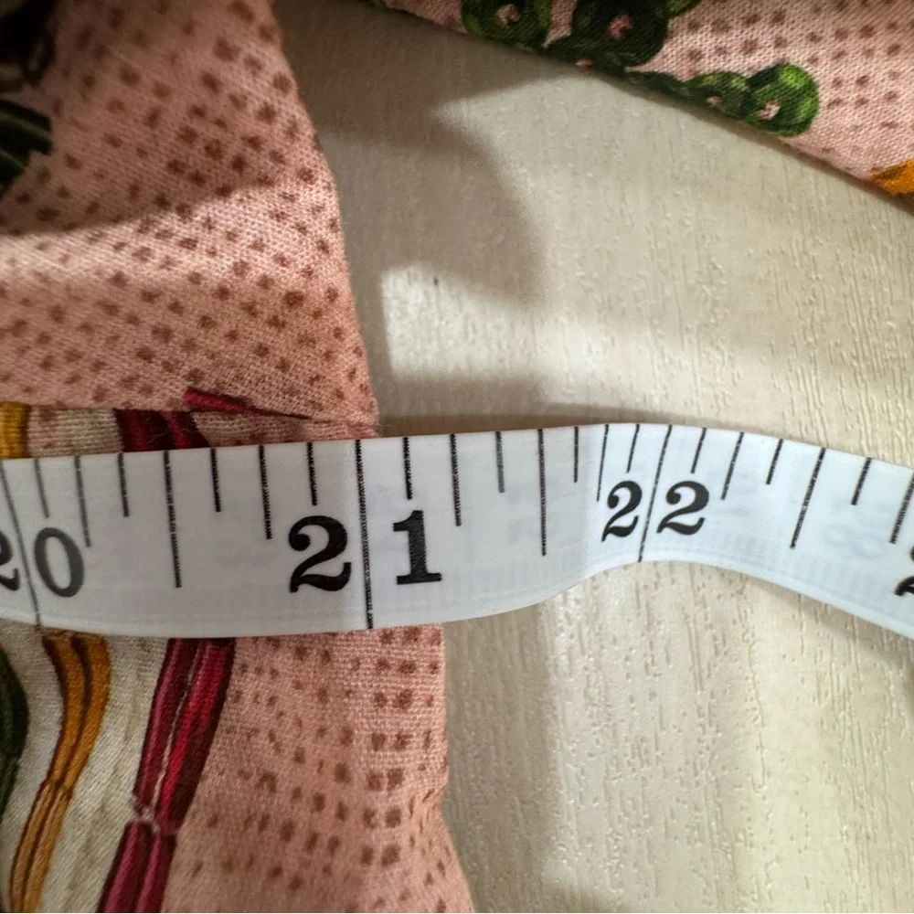 EUC FARM Rio Women's Size G (Med/Large) Printed Blouse Multi Color Puff Sleeves